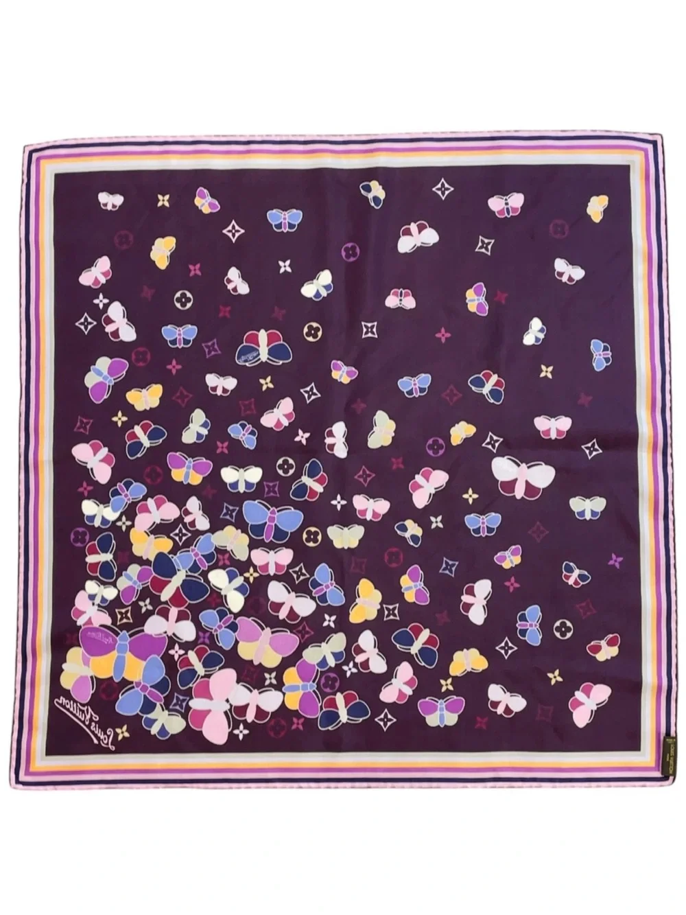 Louis Vuitton Carré 70 Monogram Butterfly Purple Multi Silk Scarf